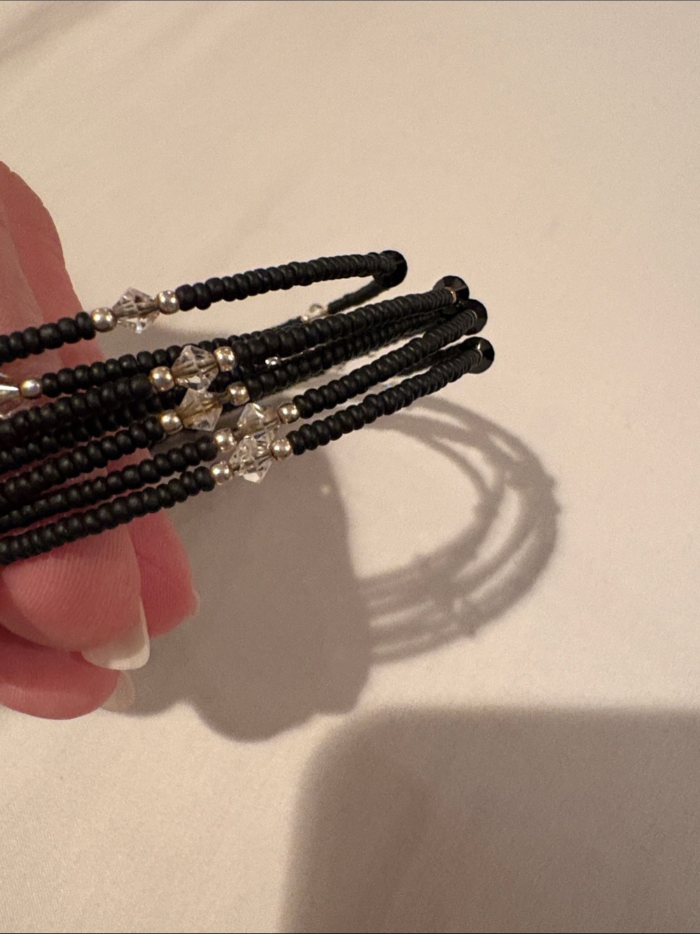 Silpada Twist Black Beaded Multi-Strand Bracelet with Crystal Accents